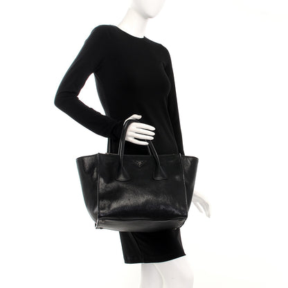 Prada Glace Calf Twin Pocket Tote Nero Black 3 of 8