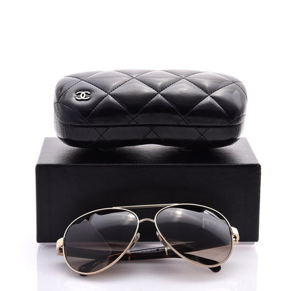Chanel Lambskin Quilted CC Aviator Sunglasses 4195-Q Brown Gold 9 of 9