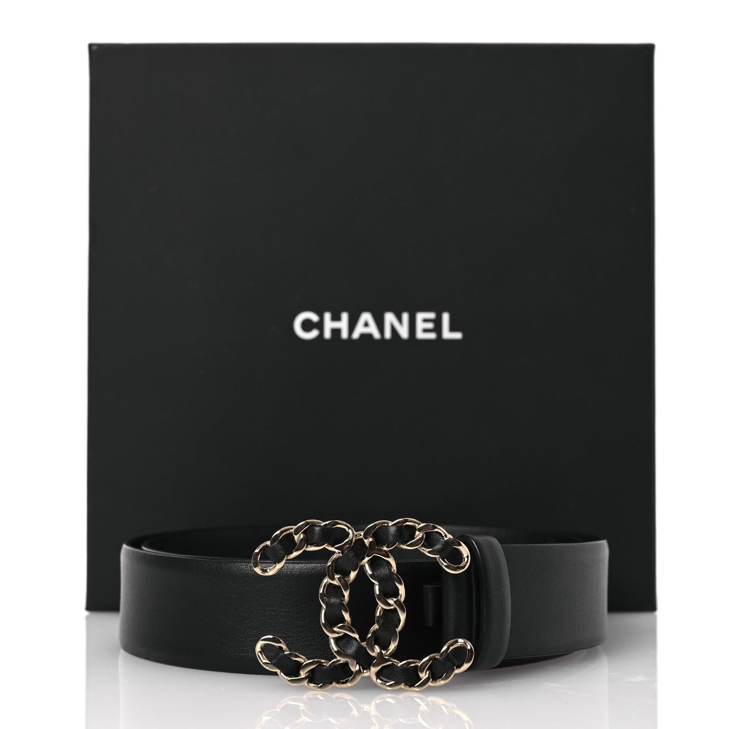 Lambskin CC Chain Belt 85 34 Black