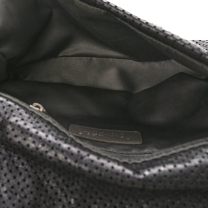 Chanel Metallic Crackled Calfskin Large Perforated Drill Flap Black 5 of 8