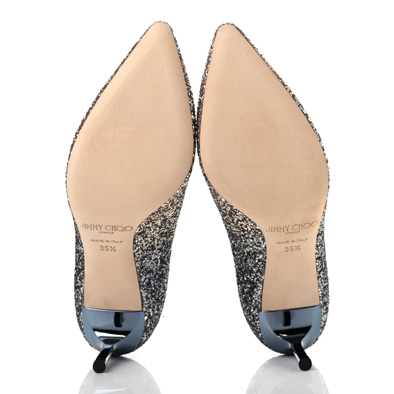 Jimmy Choo Glitter Degrade Pointy Toe Romy 60 Pumps 35.5 Antique Gold Anthracite 5 of 7