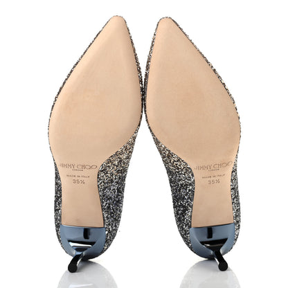 Jimmy Choo Glitter Degrade Pointy Toe Romy 60 Pumps 35.5 Antique Gold Anthracite 5 of 7