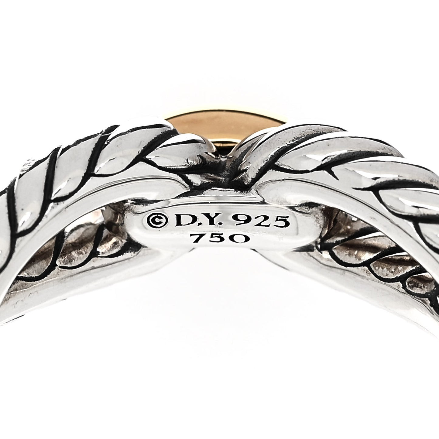 Sterling Silver 18K Yellow Gold Cable Loop Ring 54 6.75
