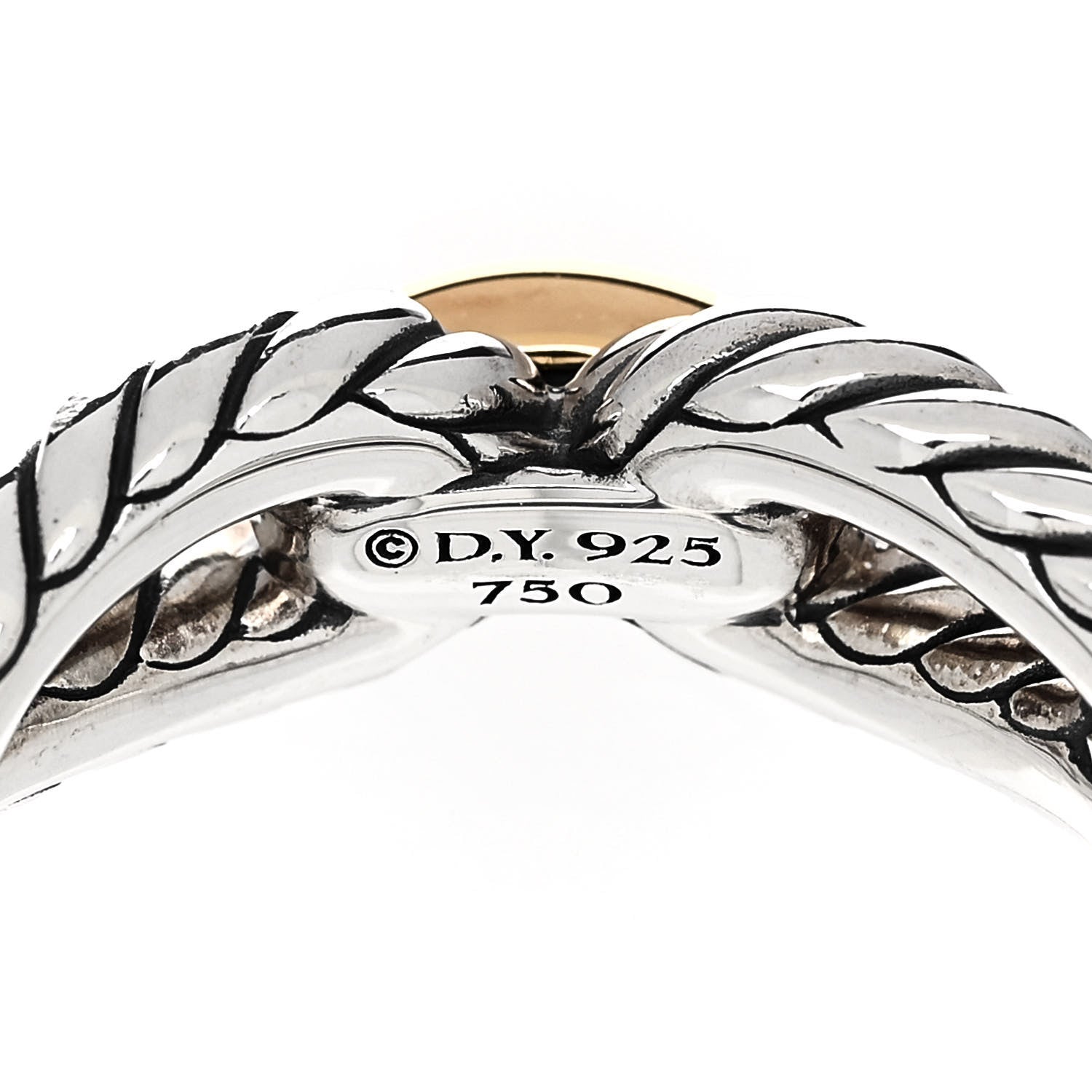 David Yurman Sterling Silver 18K Yellow Gold Cable Loop Ring 54 6.75 4 of 4