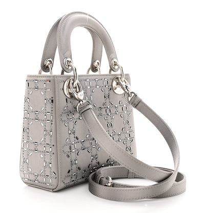 Christian Dior Satin Crystal Cannage Mini Lady Dior Gray 3 of 11