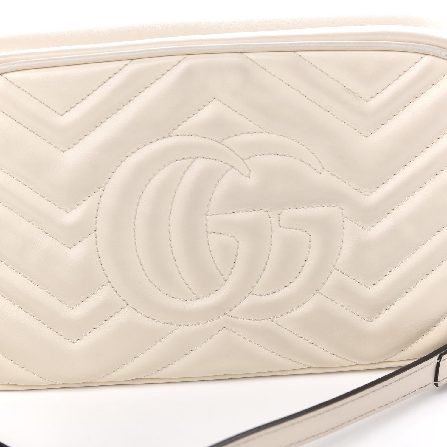 Gucci Calfskin Matelasse Small GG Marmont Chain Shoulder Bag White 10 of 10