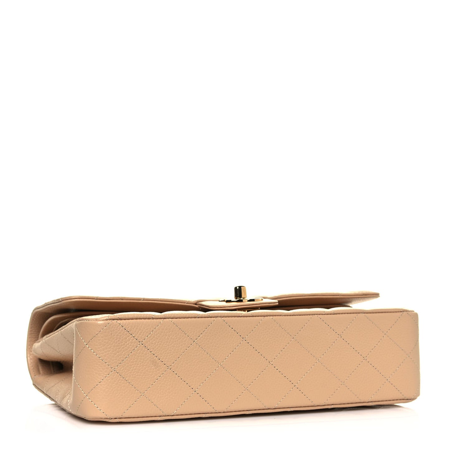 Caviar Quilted Medium Double Flap Beige