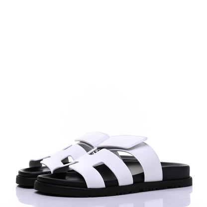 Hermes Calfskin Womens Chypre Sandals 36.5 White 3 of 10