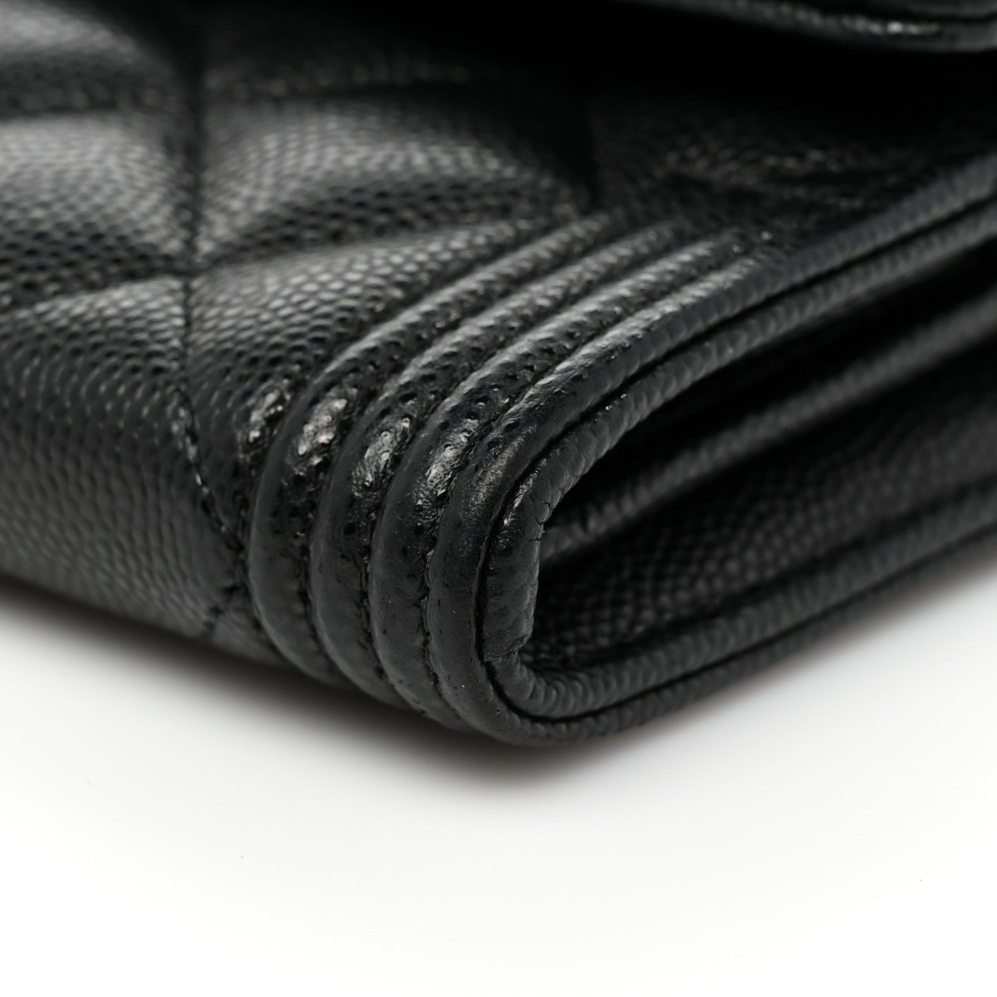 Caviar Quilted Long Boy Flap Wallet Black