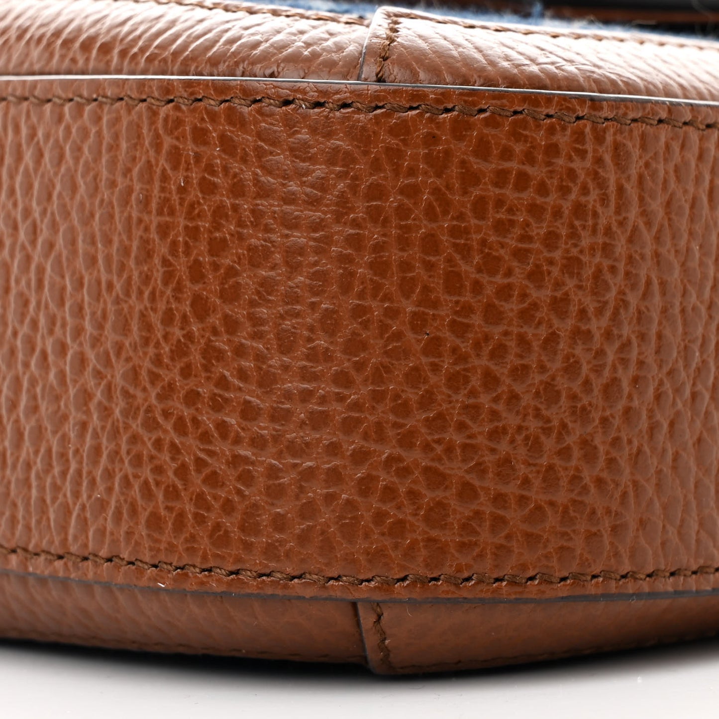 New Denim GG Monogram Dollar Calfskin Web Mini Horsebit 1955 Shoulder Bag Blue Tea Cuir Epilog