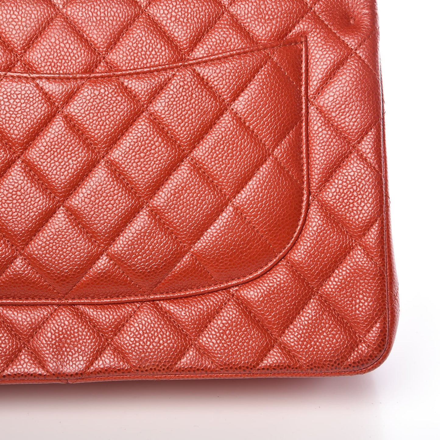 Pearly Caviar Quilted Jumbo Double Flap Orange