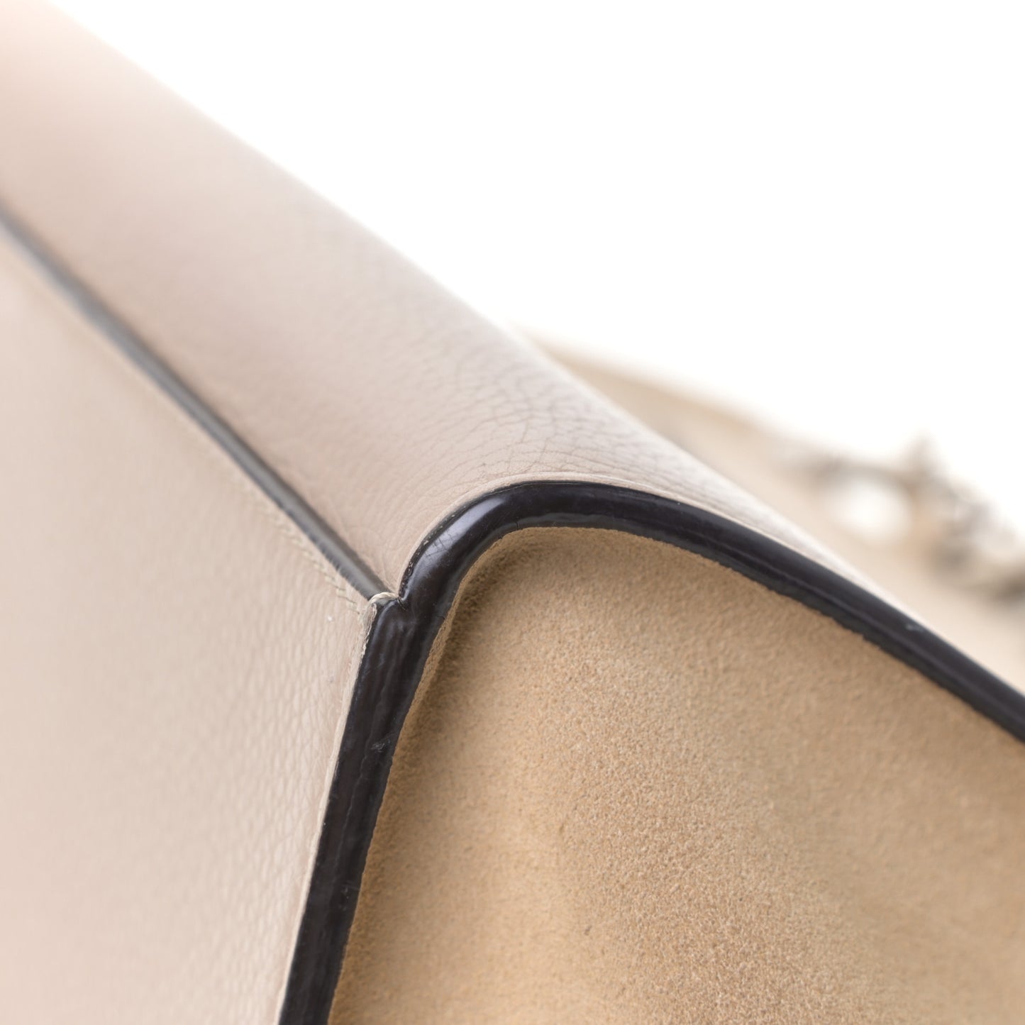 Drummed Calfskin Suede Medium Trapeze Dune