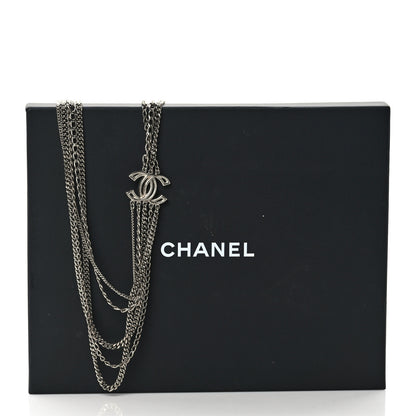 Chanel Crystal CC Multi Strand Long Chain Necklace Gold 6 of 6