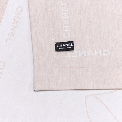 Chanel Wool Silk Lightweight Throw Blanket Beige 3 of 3