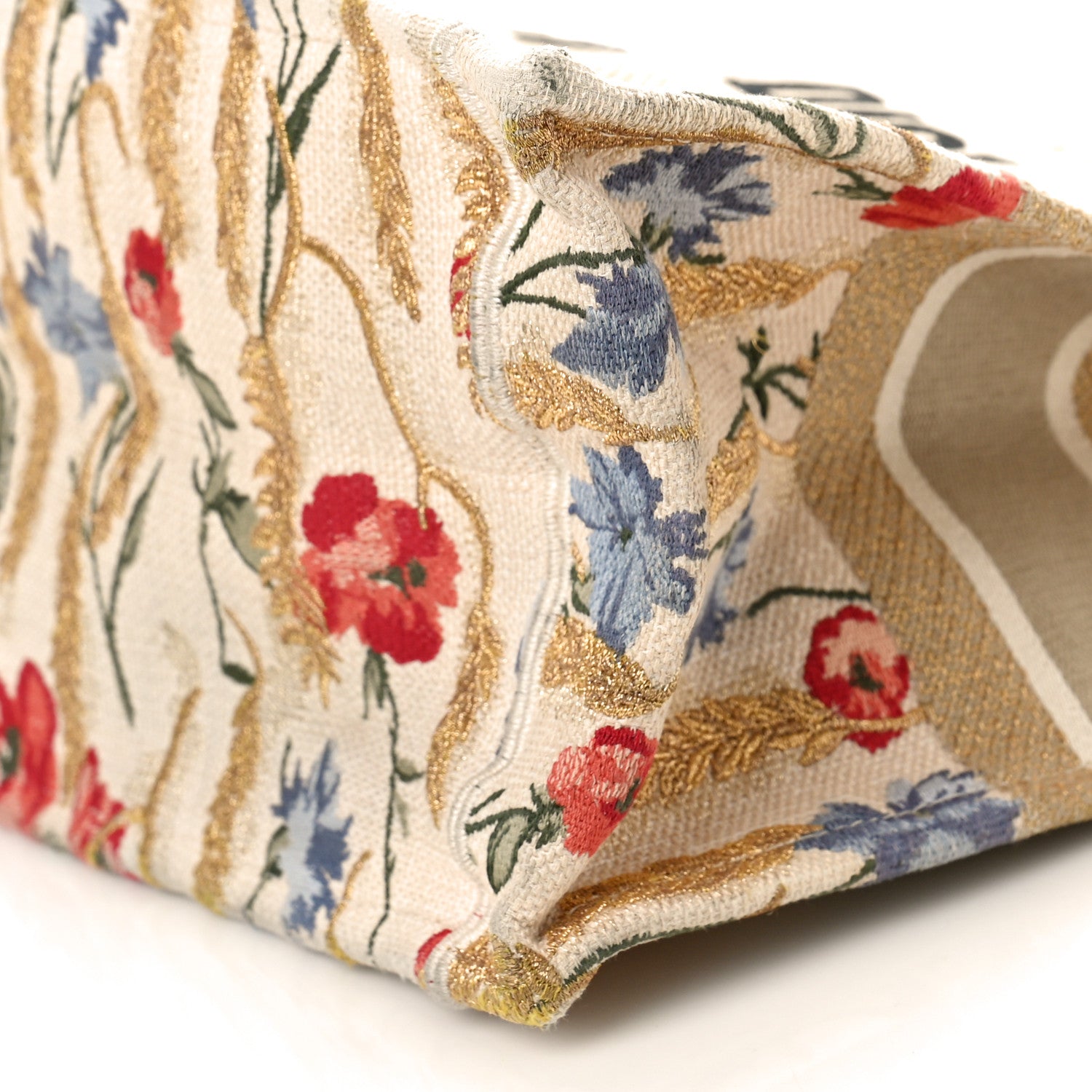 Christian Dior Canvas Embroidered Medium Hibiscus Book Tote Beige Multicolor 10 of 10