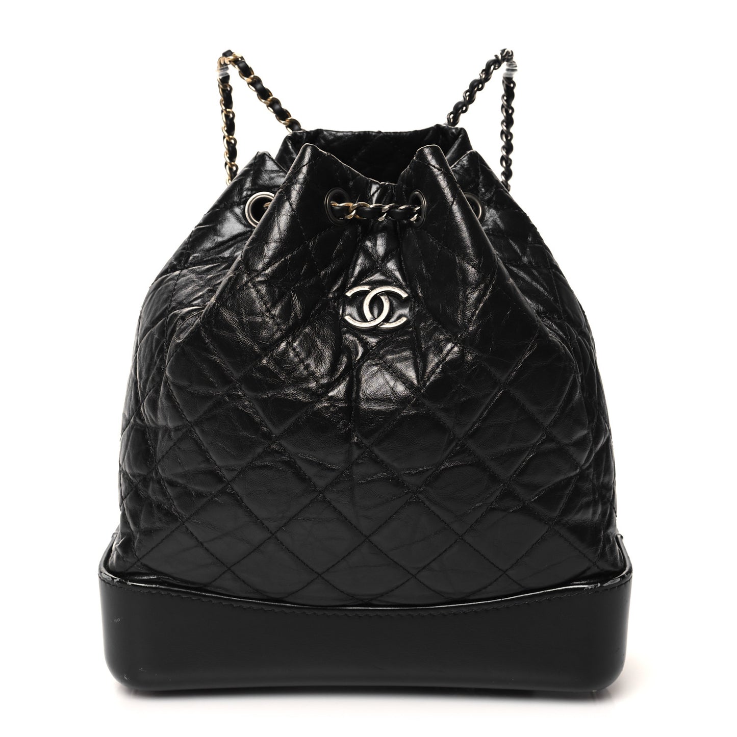 Aged Calfskin Quilted Gabrielle Backpack Black