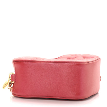 Louis Vuitton Lambskin Embossed Monogram Fall In Love Sac Coeur Heart Chain Bag Lipstick Red 4 of 8