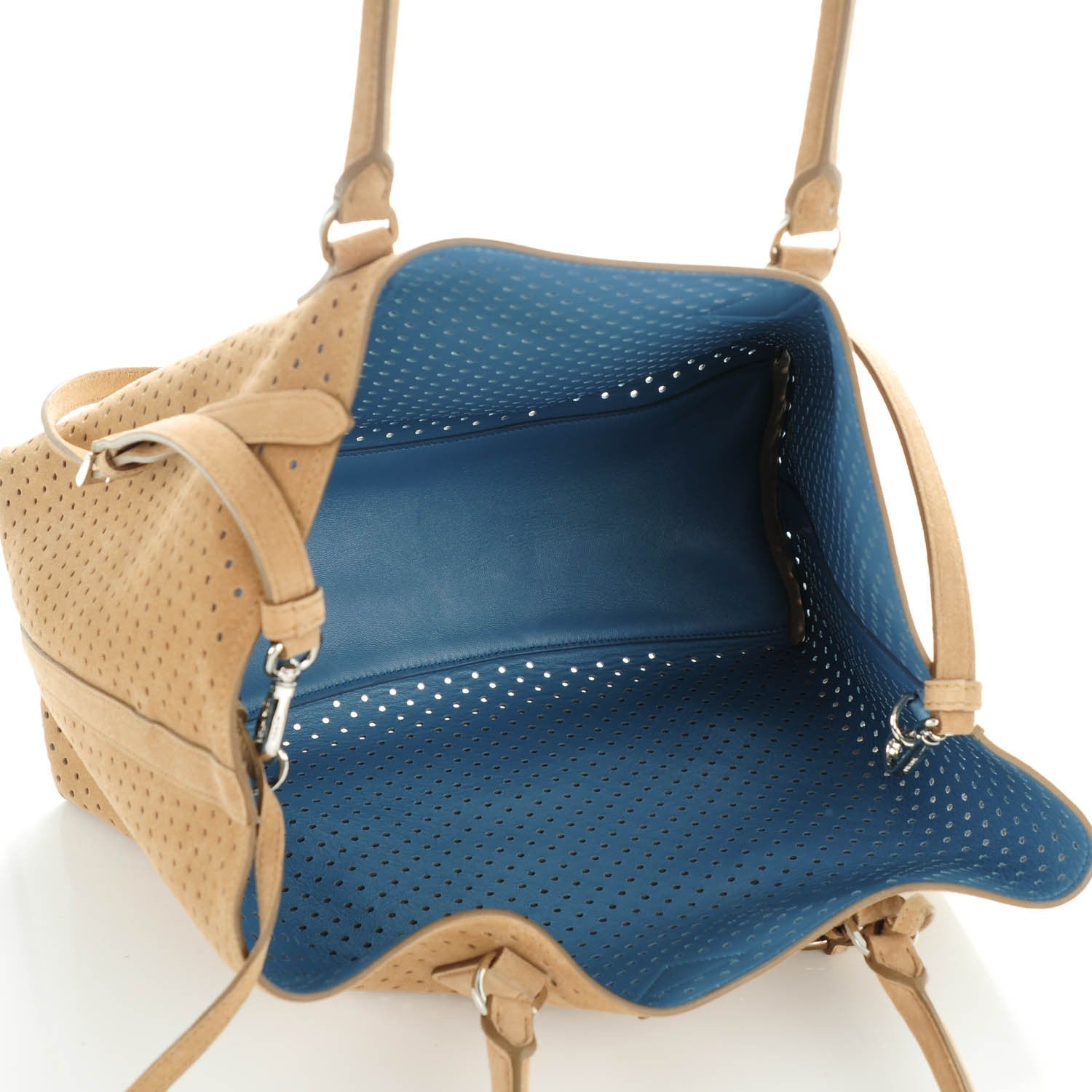 Prada Suede Perforated Tote Cammello 6 of 8