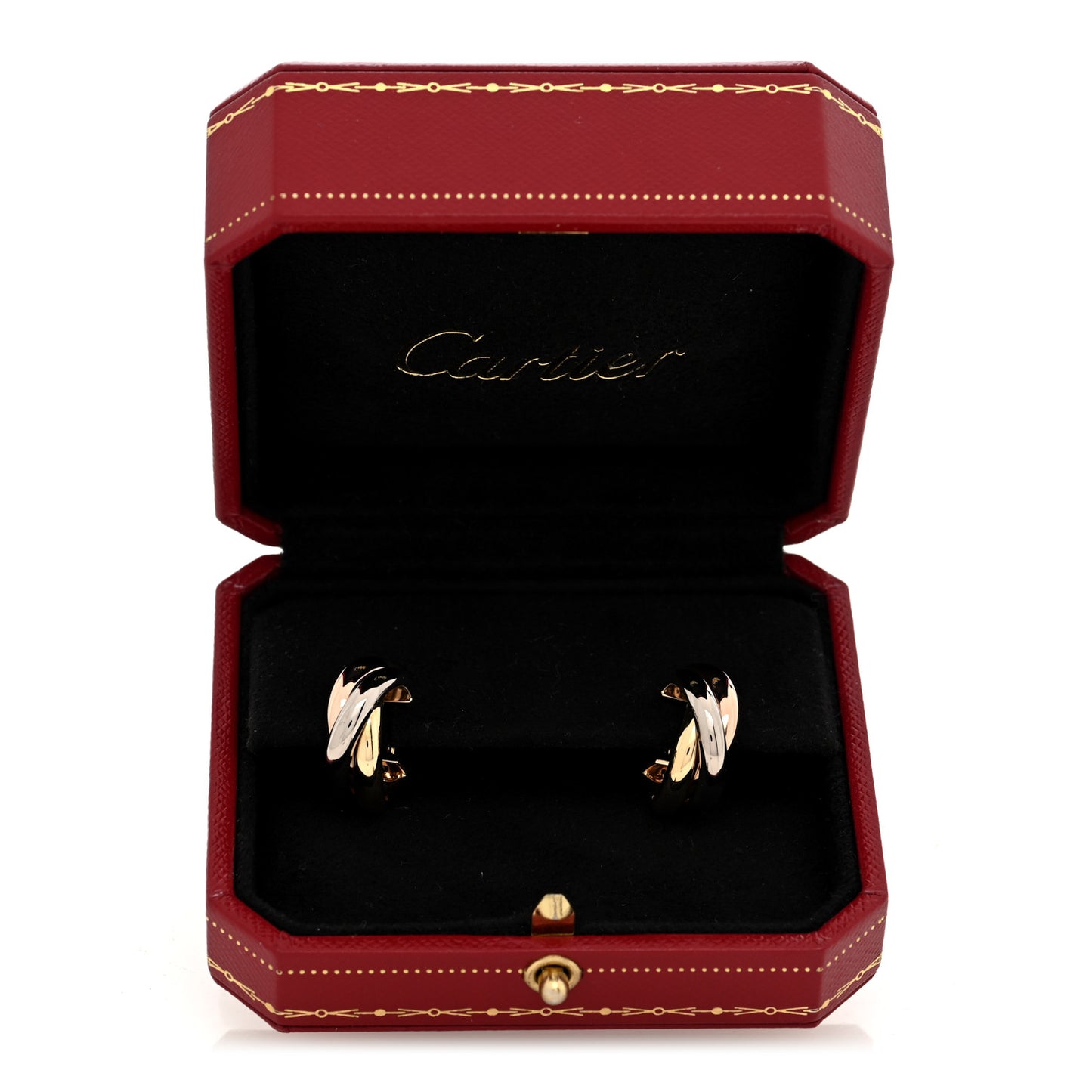18K Pink Yellow White Gold Classic Trinity Hoop Earrings