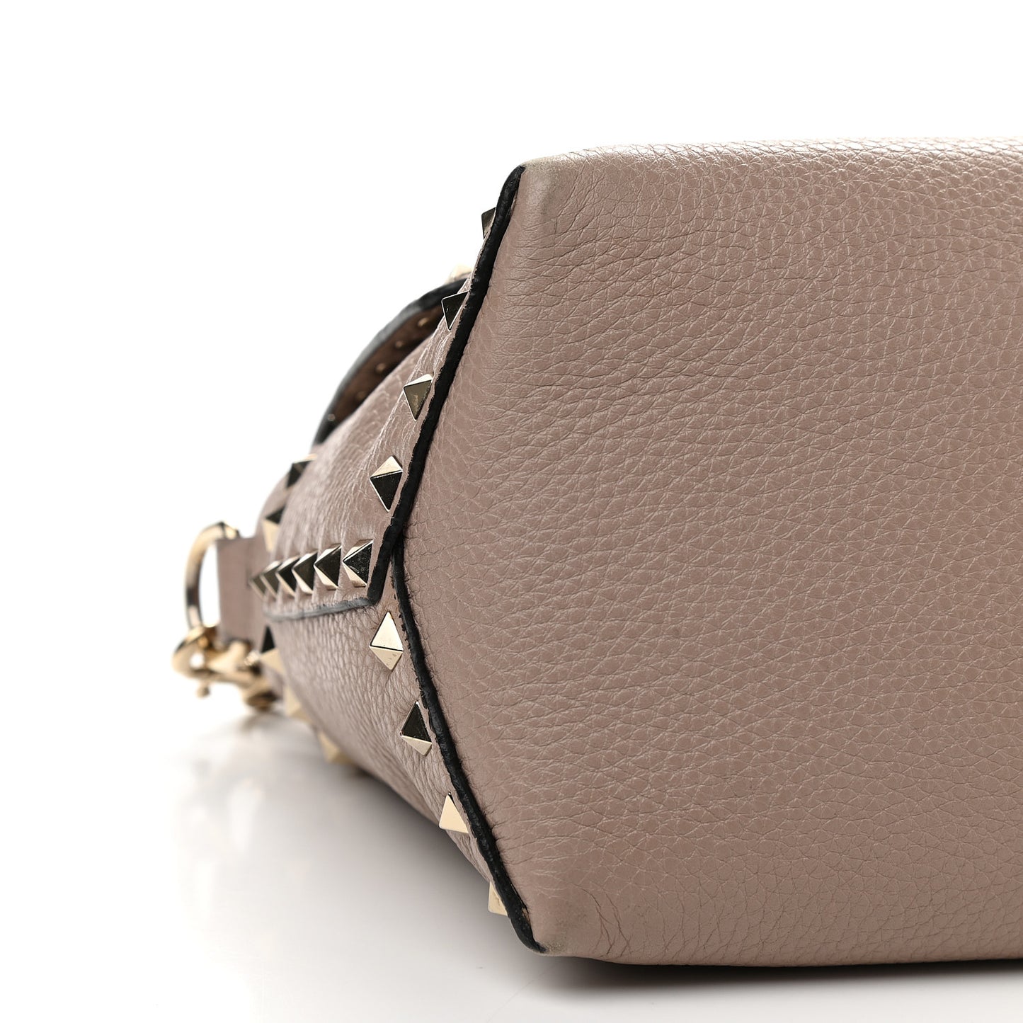 Pebbled Calfskin Rockstud Single Handle Flap Bag Poudre