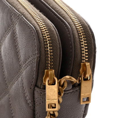 Saint Laurent Grained Lambskin Quilted Mini Becky Double Zip Bag Taupe 11 of 13