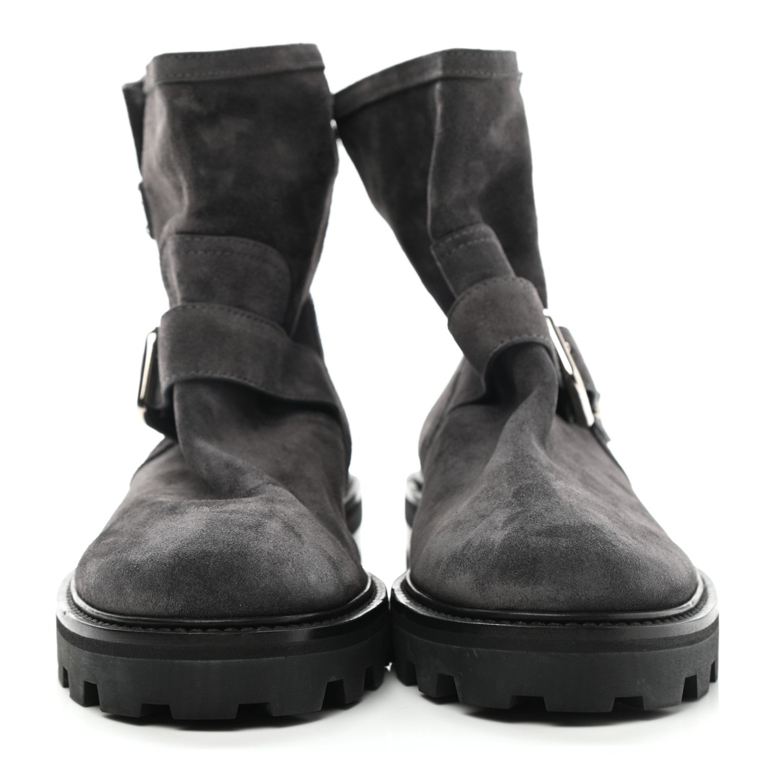 Jimmy Choo Suede Youth Biker Boots 38 Grey 2 of 7
