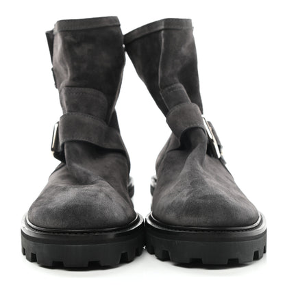 Jimmy Choo Suede Youth Biker Boots 38 Grey 2 of 7