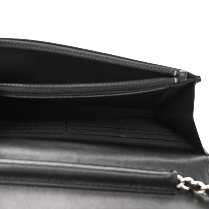 Chanel Sheepskin Chevron Wallet On Chain WOC Black 5 of 10