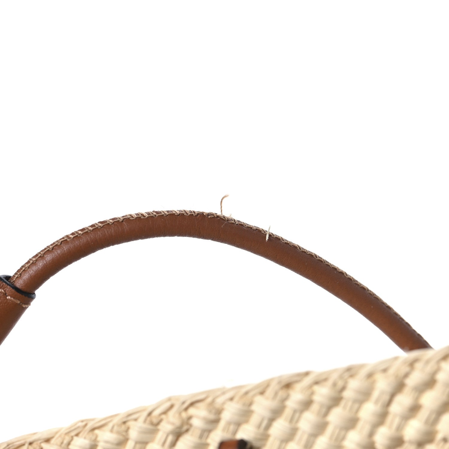 Loewe Calfskin Raffia Paulas Ibiza Small Anagram Basket Tote Bag Natural Tan 11 of 11