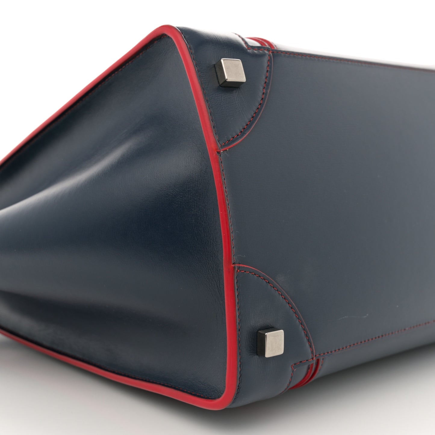 Satin Debossed Calfskin Mini Luggage Navy Blue