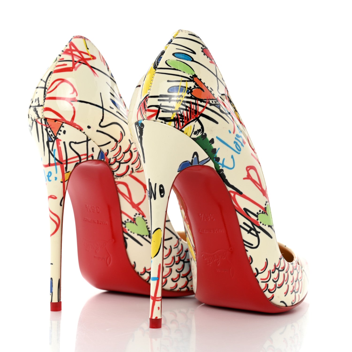 Christian Louboutin Patent Loubitag So Kate 120 Pumps 36.5 White Multi 4 of 7