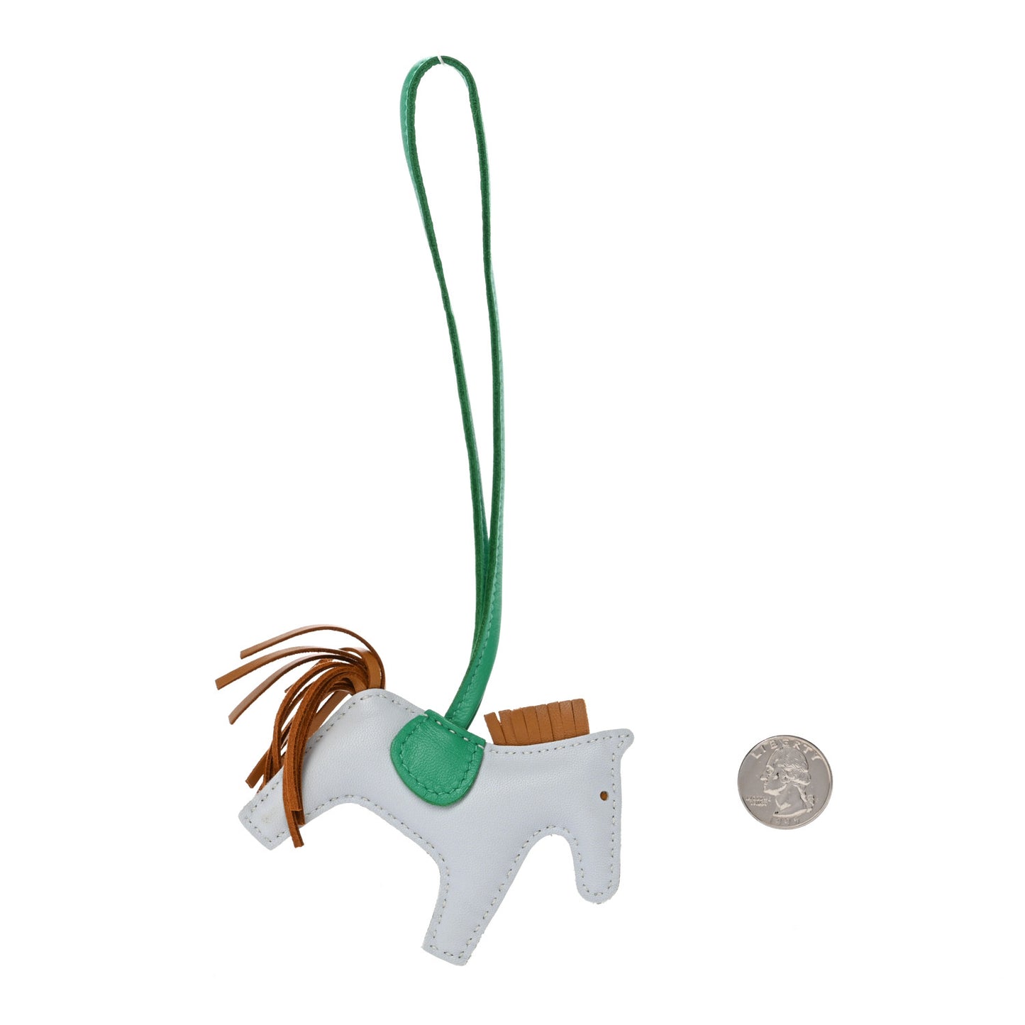 Milo Lambskin Grigri Rodeo Horse Bag Charm PM Bleu Brume Sesame Menthe