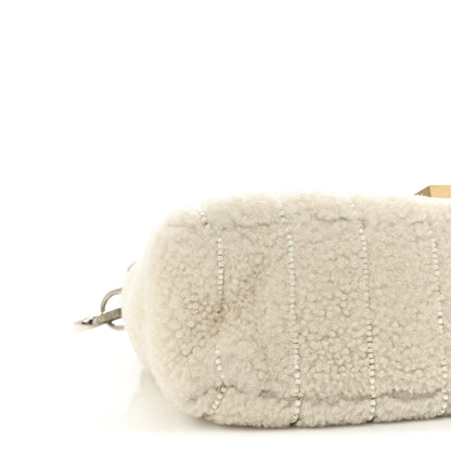 Fendi Sheepskin Crystal Beaded Baguette White 8 of 9