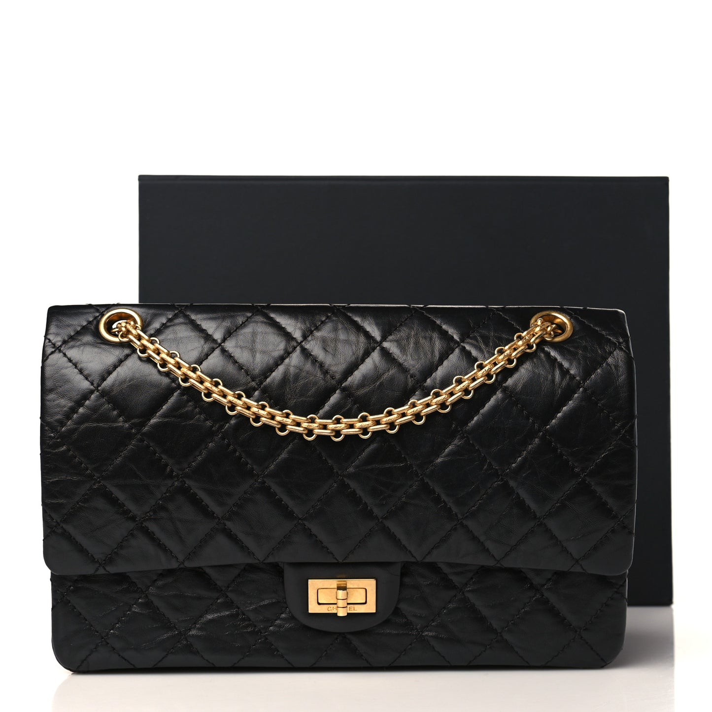 Aged Calfskin Quilted 2.55 Reissue 226 Flap Black