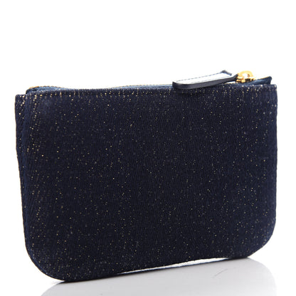 Chanel Lurex Canvas Deauville Cosmetic Pouch Navy Blue Gold 3 of 7