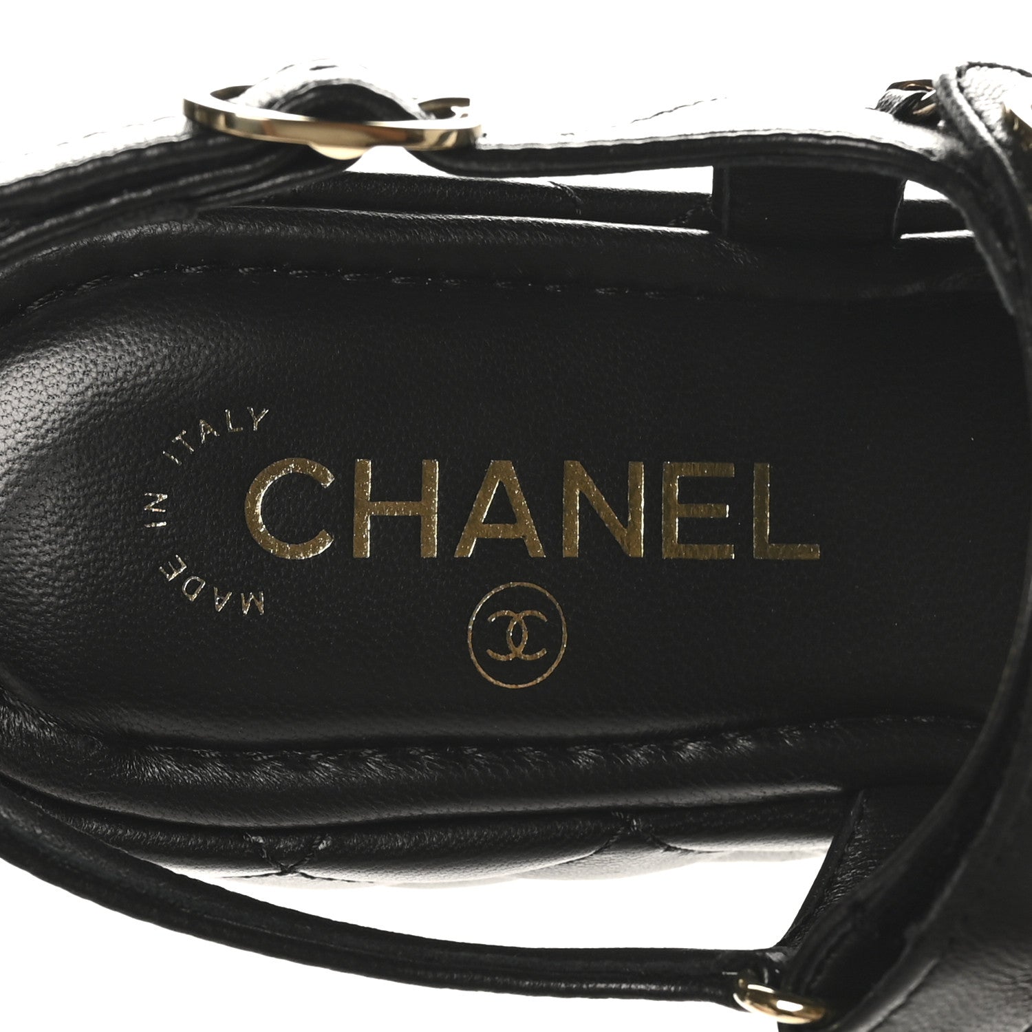 Chanel Lambskin Quilted Chain CC Platform Sandals 39.5 Black 7 of 9