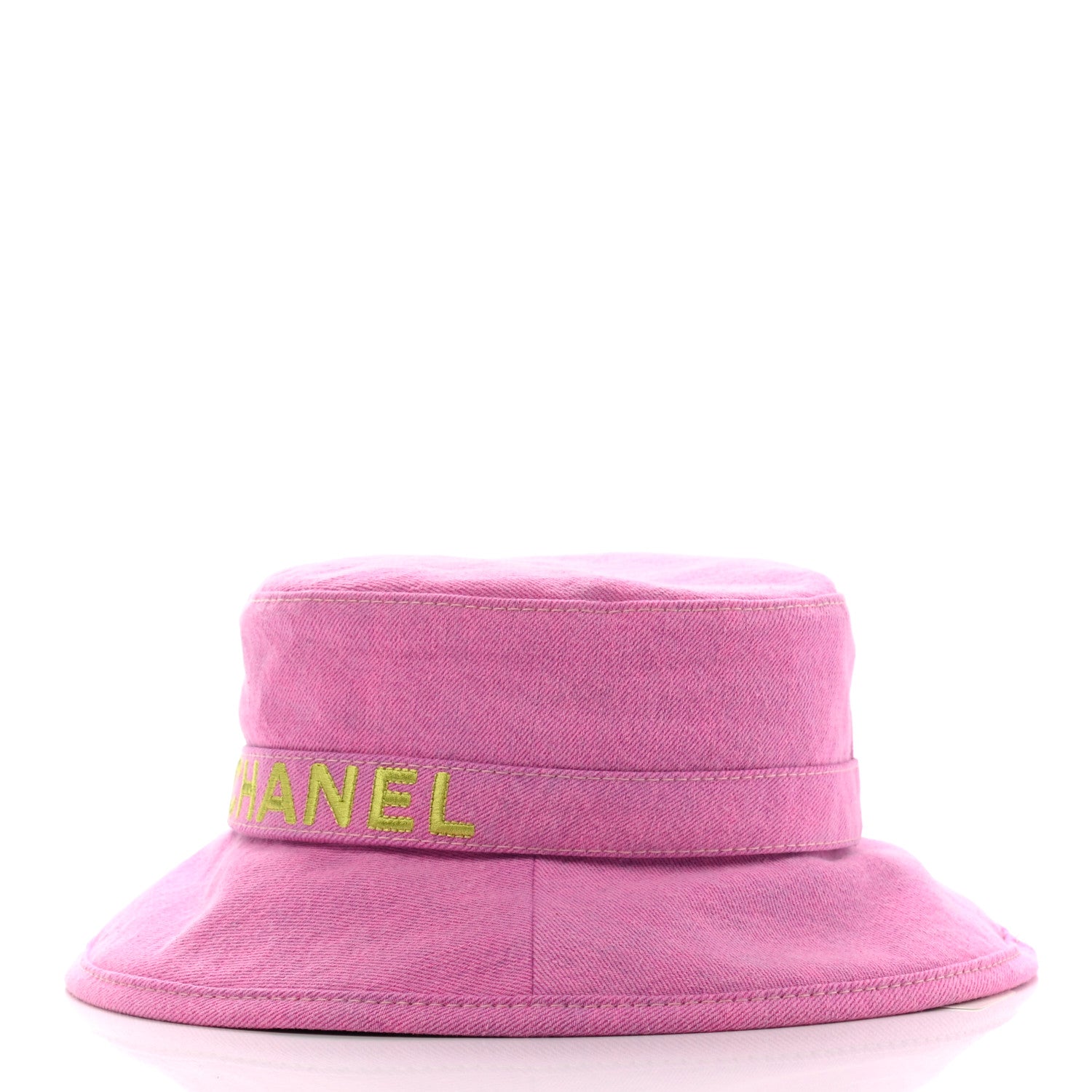 Chanel Denim Logo Bucket Hat M Pink Yellow 4 of 9