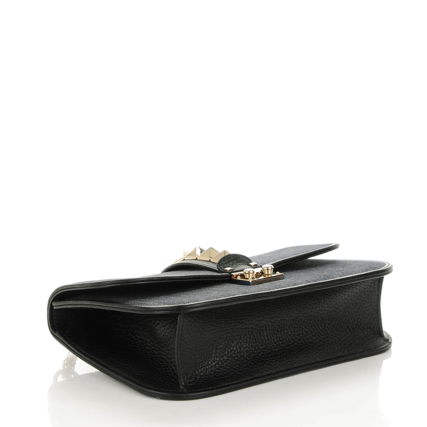 Denim Medium Glam Lock Rockstud Flap Deep Denim