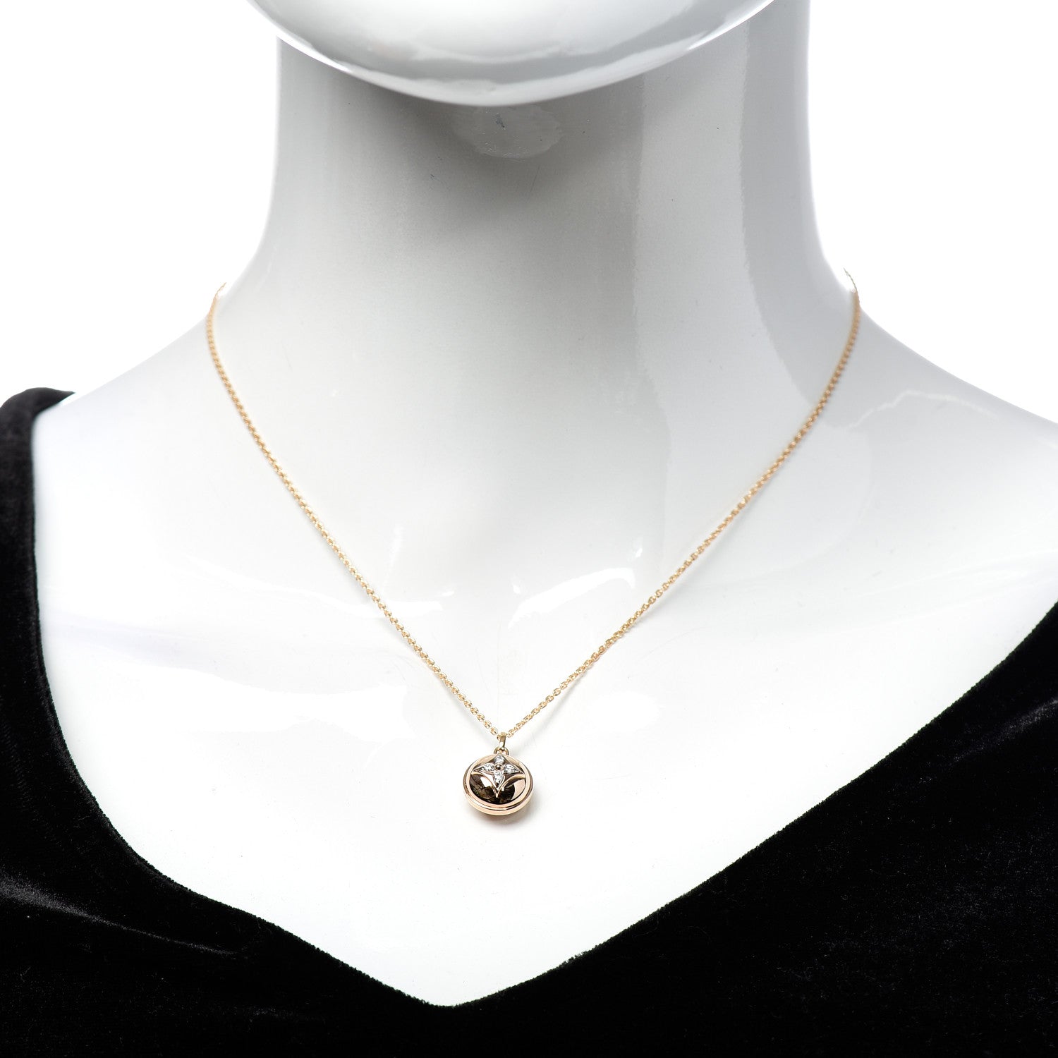 Louis Vuitton 18K Pink White Gold Diamond B Blossom Medallion Pendant Necklace 2 of 5