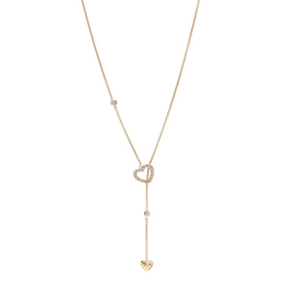 David Yurman 18K Yellow Gold Diamond Heart Y Lariat Necklace 1 of 4