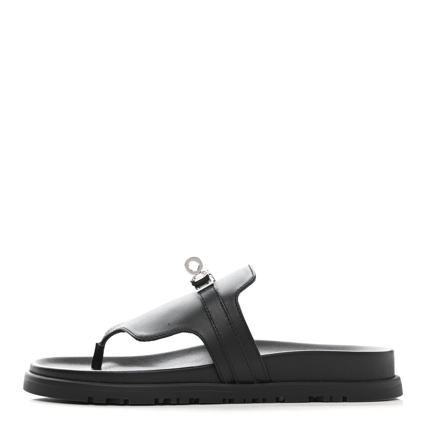 Hermes Calfskin Womens Empire Sandals 36 Black 1 of 8