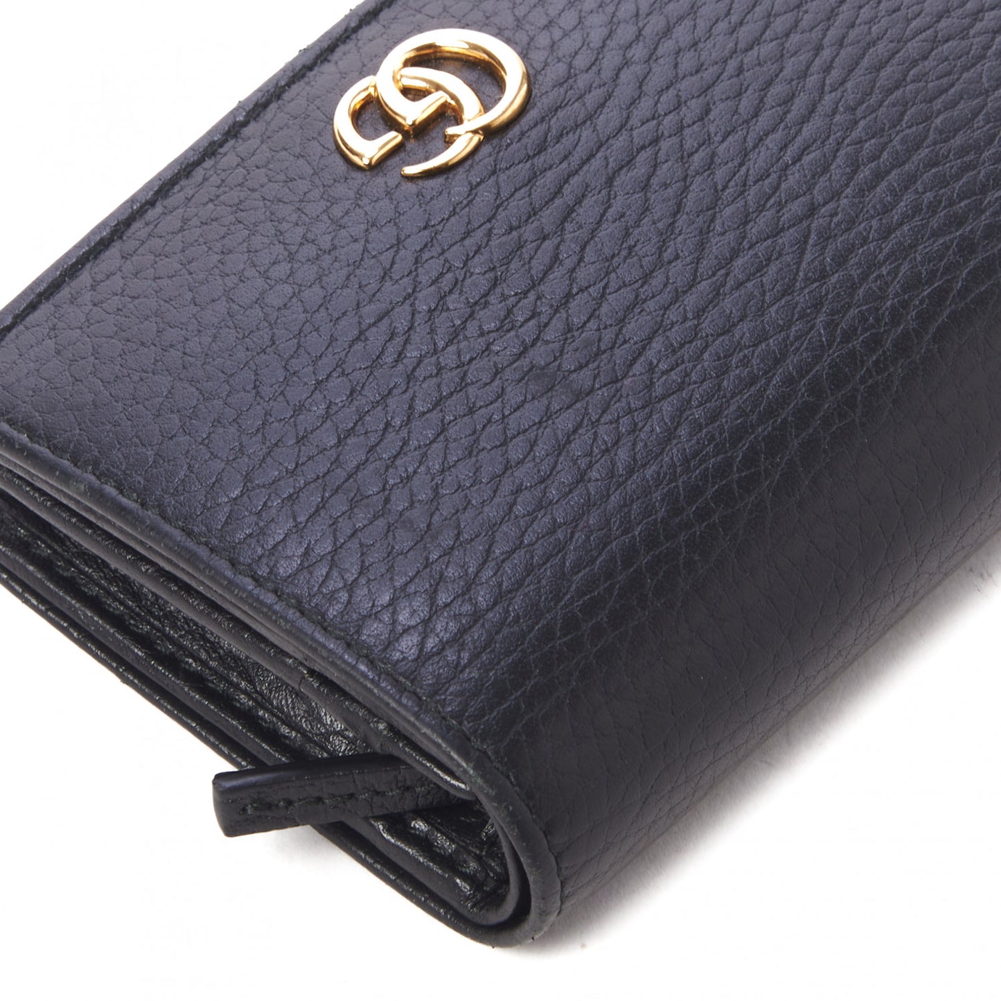 Pebbled Calfskin GG Marmont Card Case Black
