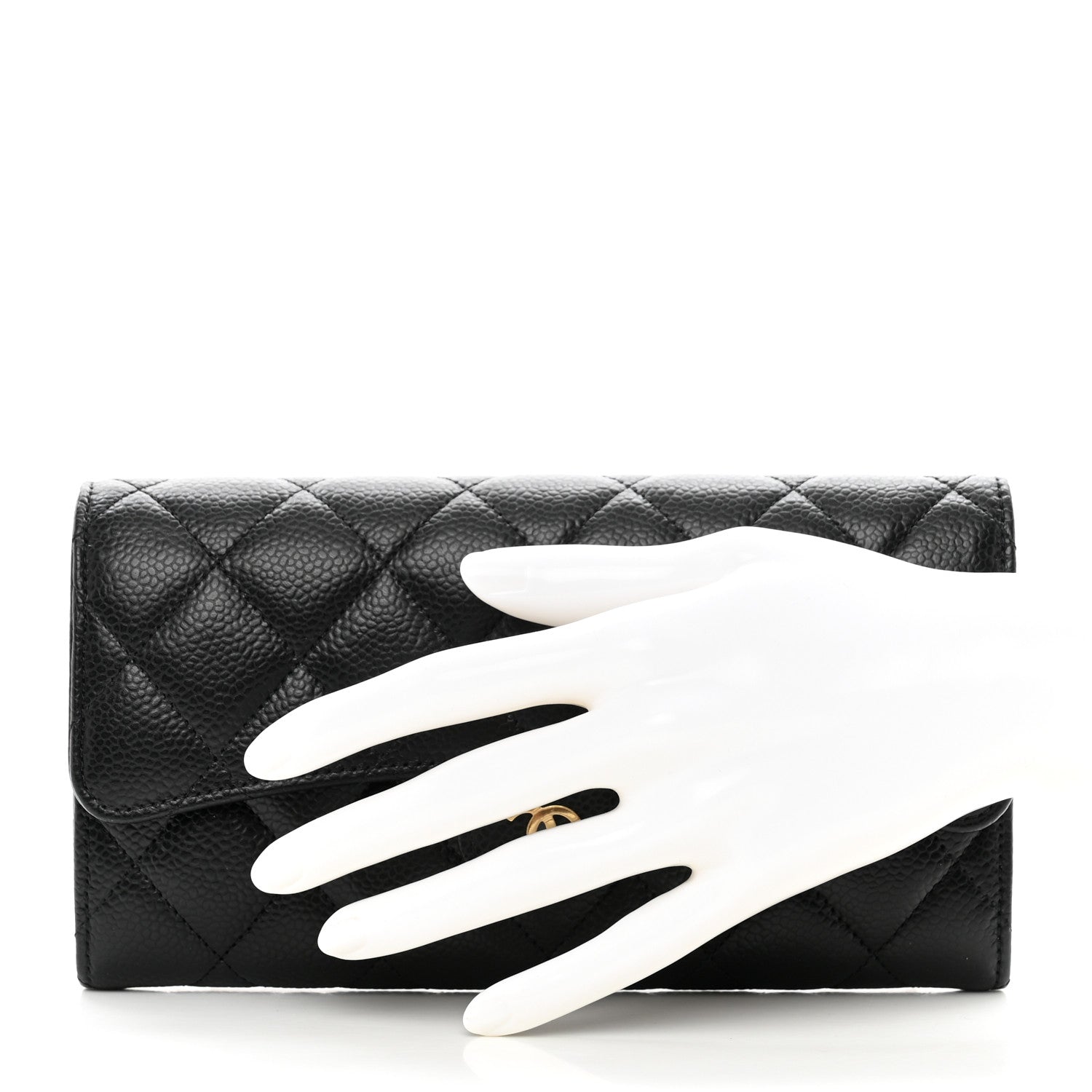 Chanel Caviar Quilted Long Flap Wallet Black 2 of 9