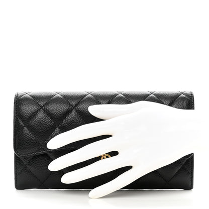 Chanel Caviar Quilted Long Flap Wallet Black 2 of 9