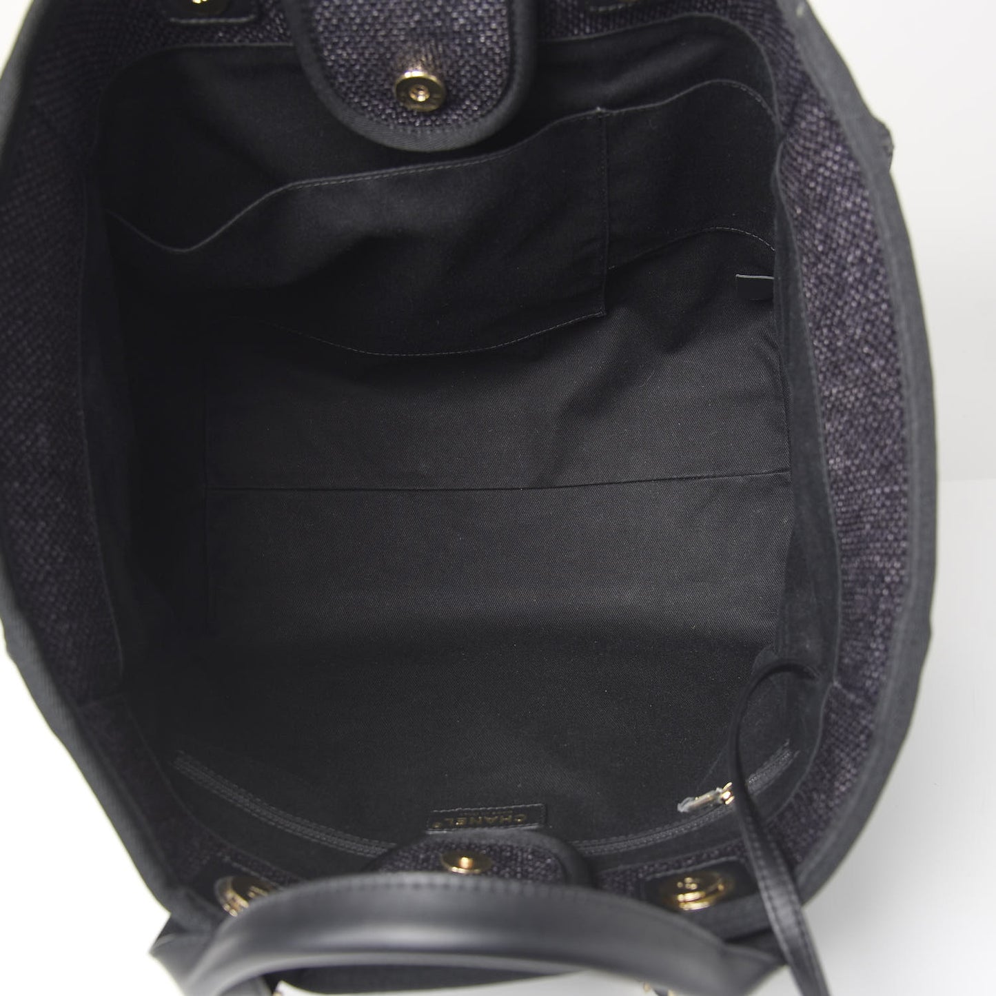 Woven Straw Raffia Medium Deauville Tote Black