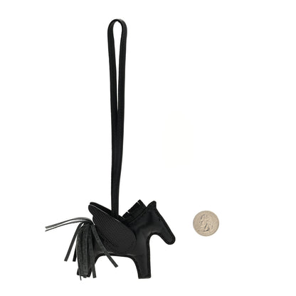 Hermes Milo Lambskin Lizard Touch Grigri Rodeo Pegase Horse Bag Charm PM So Black 2 of 3