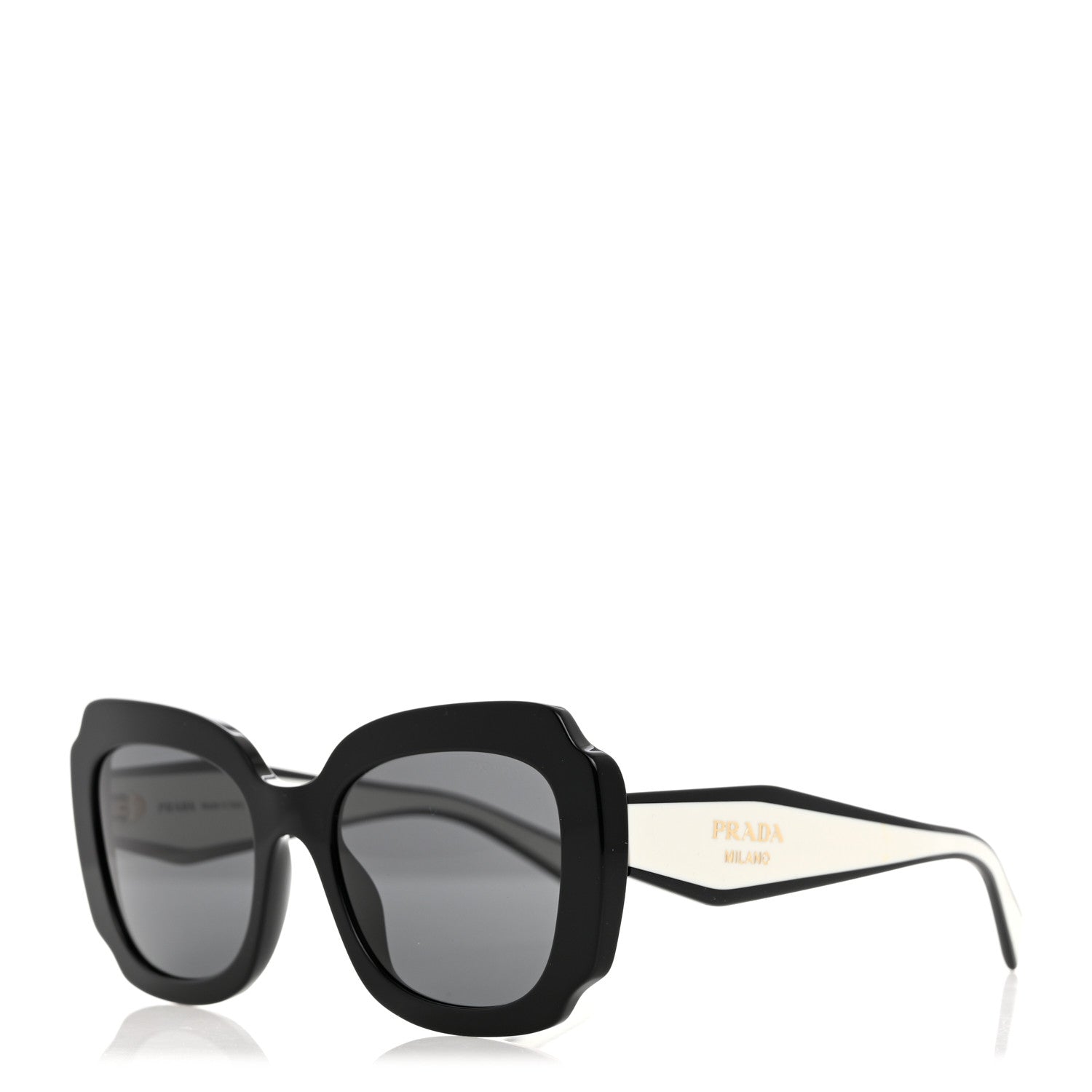 Prada Acetate Square Sunglasses SPR 16Y Black Dark Grey 1 of 8