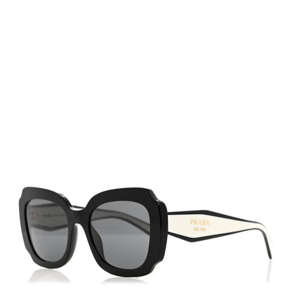 Prada Acetate Square Sunglasses SPR 16Y Black Dark Grey 1 of 8