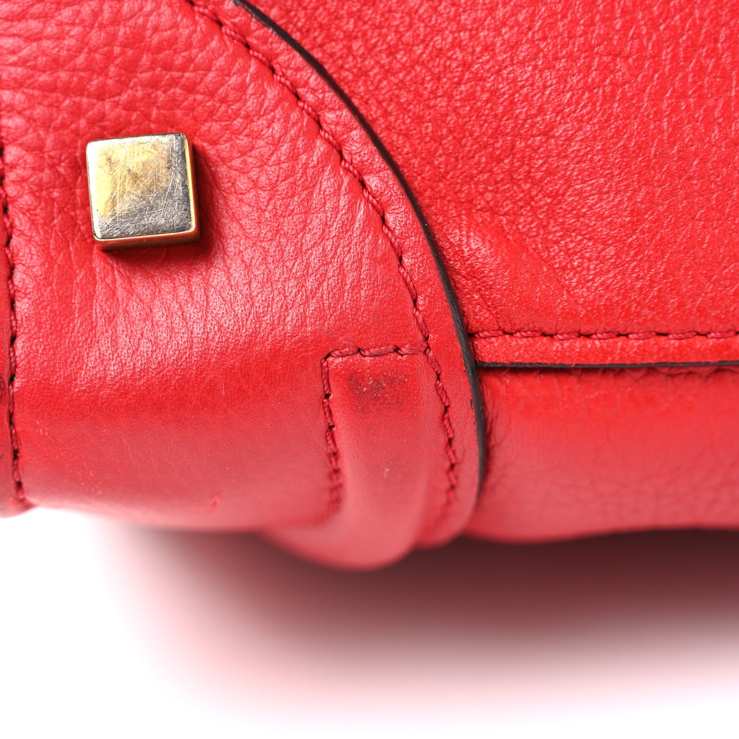 Drummed Calfskin Mini Luggage Coquelicot