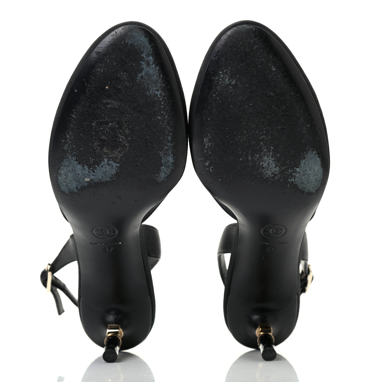 Chanel Lambskin Grosgrain CC Slingback Pumps 37 Black 5 of 8